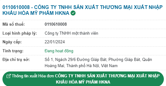 pháp lỹ của công ty gia công mỹ phẩm HKNA